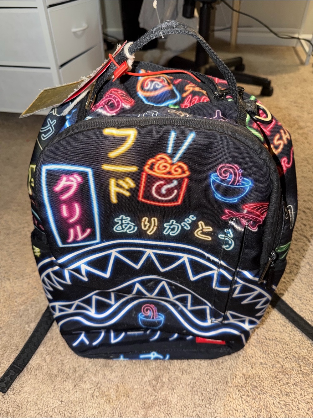 Sprayground Black Neon Ramen Graphic Mini Backpack